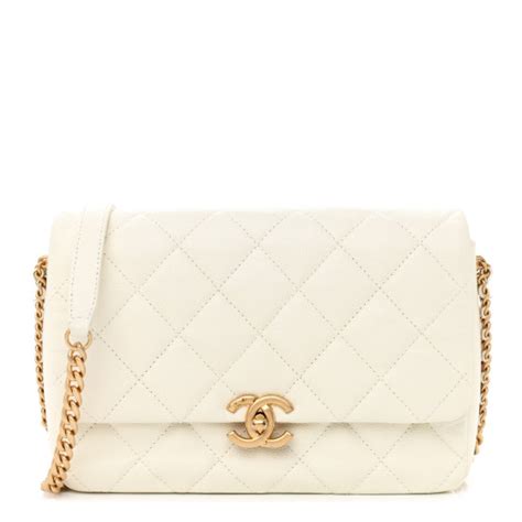 CHANEL Shiny Caviar Quilted Large Chain Melody Flap